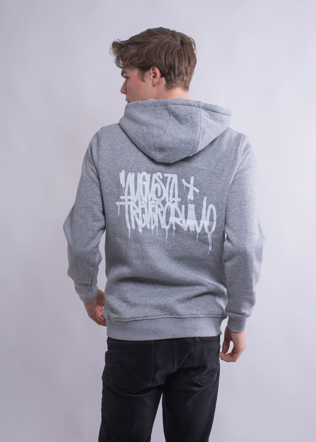 Herren Kapuzenpullover Grau Backprint