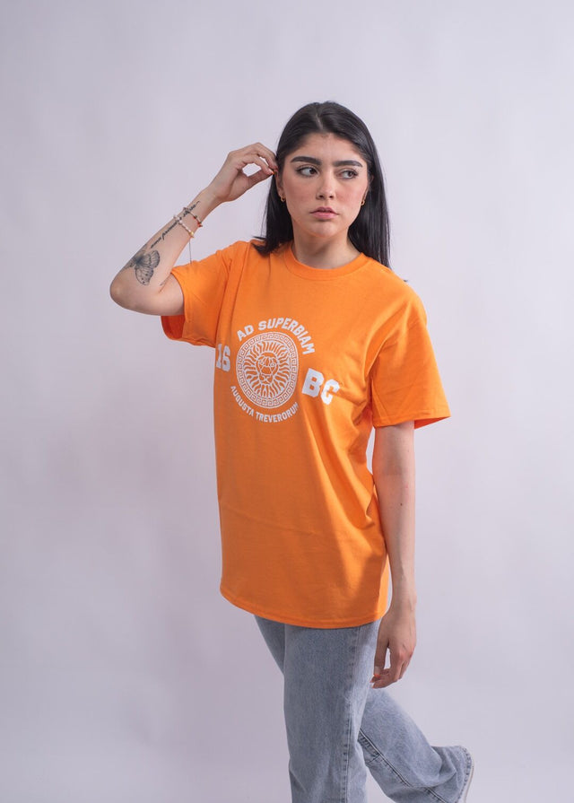 T-Shirt Damen Orange Frontprint