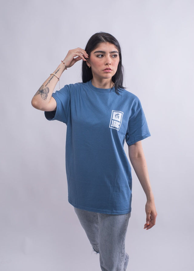 Damen T-Shirt Blau Frontprint 16BC